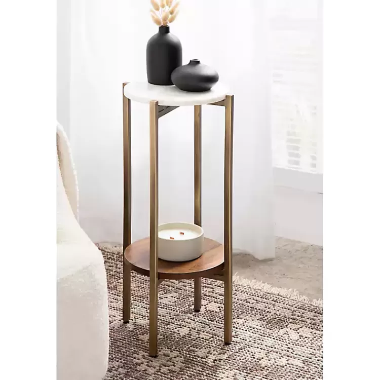white_marble_walnut_accent_table_7.webp Marble Walnut Accent Table>Kirklands Home Outlet