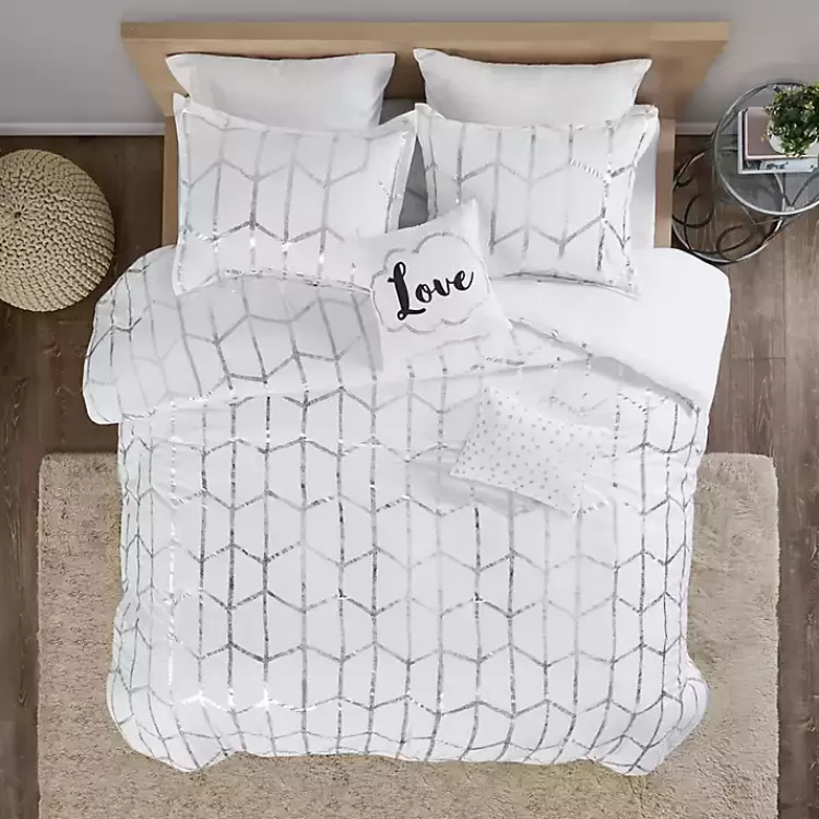 white_metallic_pc_twintwin_xl_comforter_set_2.webp White Metallic 4-pc. Twin/Twin XL Comforter Set>Kirklands Home Clearance