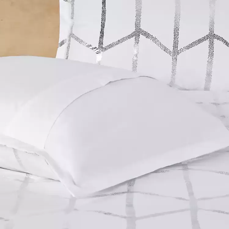 white_metallic_pc_twintwin_xl_comforter_set_6.webp White Metallic 4-pc. Twin/Twin XL Comforter Set>Kirklands Home Clearance