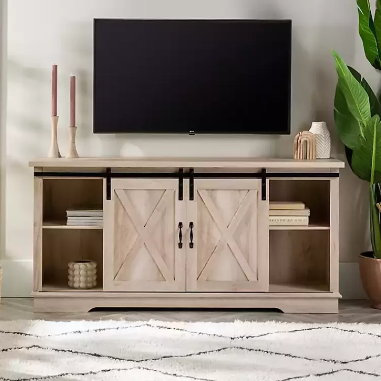 Oak Sliding Barn Door TV Stand>Kirklands Home Clearance