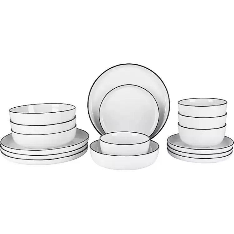Porcelain Black Trim 16-pc. Dinnerware Set>Kirklands Home Best