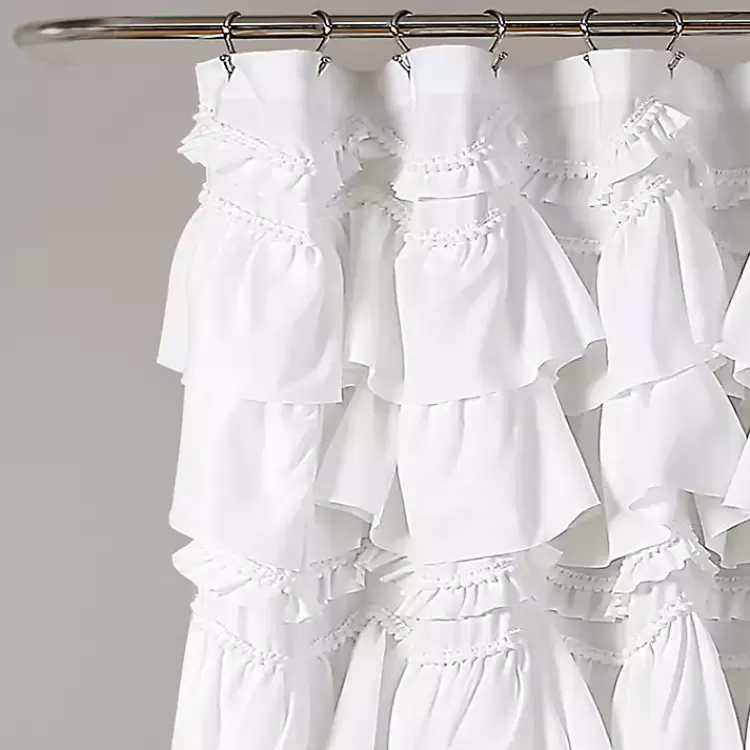 Ruffle and Pom Pom Trim Shower Curtain>Kirklands Home Shop