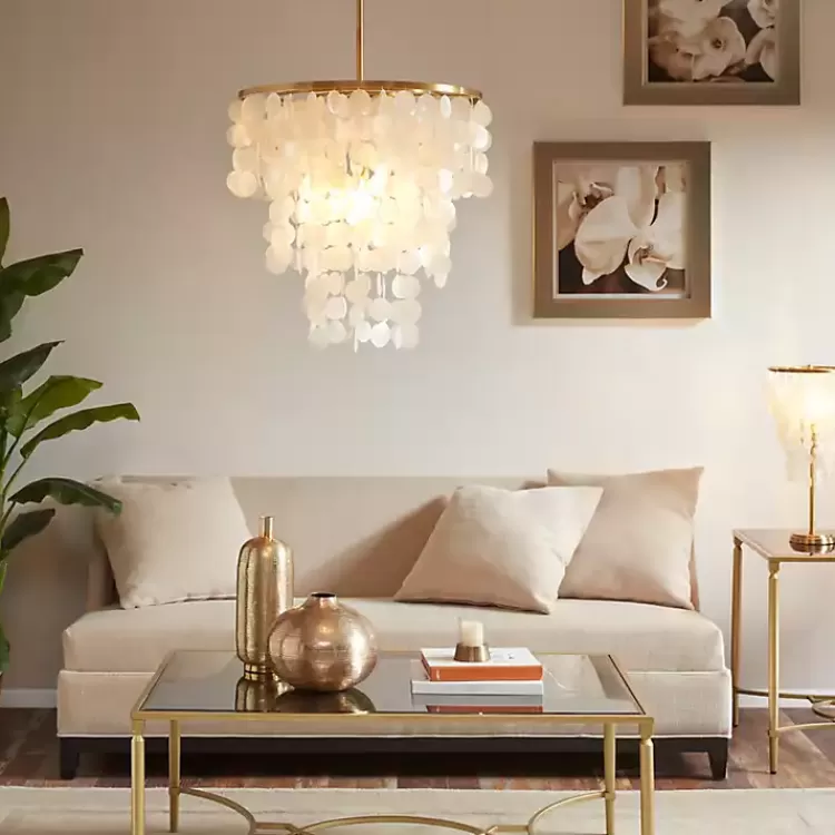 Shell and Gold Metal Layered Chandelier>Kirklands Home Cheap