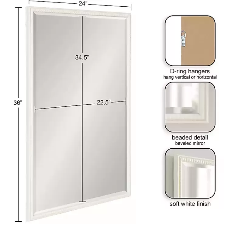 White Vintage Beaded Wall Mirror, 36 in.>Kirklands Home Outlet