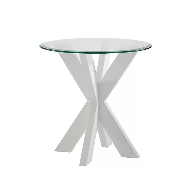 Wood and Glass Top X-Base Accent Table>Kirklands Home Sale