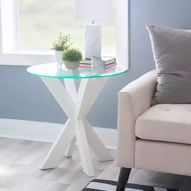 white_wood_and_glass_top_xbase_accent_table_2.webp Wood and Glass Top X-Base Accent Table>Kirklands Home Sale