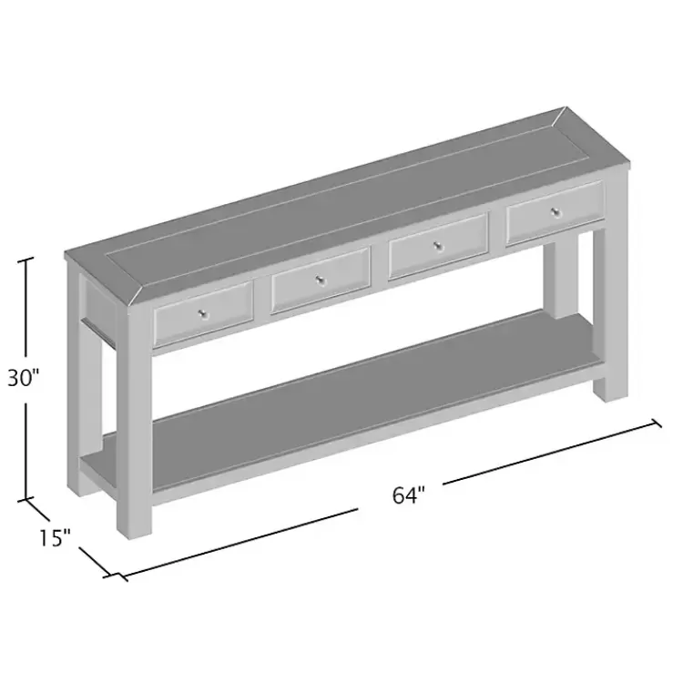 white_wood_drawer_farmhouse_console_table_7.webp Wood 4-Drawer Farmhouse Console Table>Kirklands Home Best