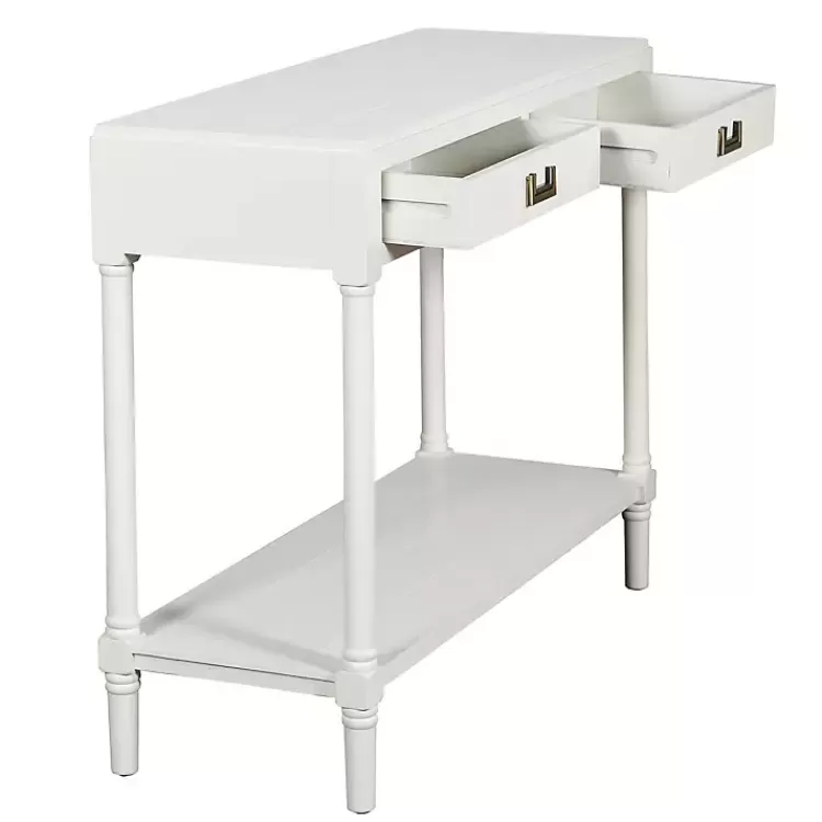white_wood_drawer_layla_console_table_4.webp Wood 2-Drawer Layla Console Table>Kirklands Home Fashion
