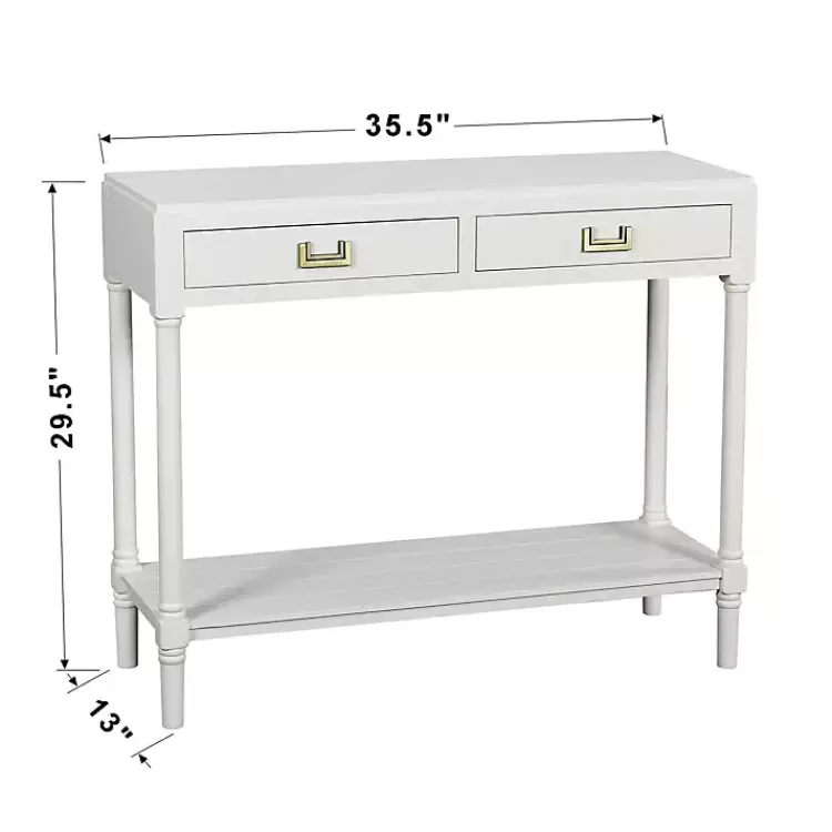 white_wood_drawer_layla_console_table_7.webp Wood 2-Drawer Layla Console Table>Kirklands Home Fashion