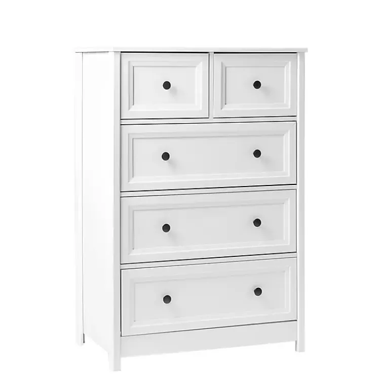 White Wood Five Framed Drawers Dresser>Kirklands Home Clearance