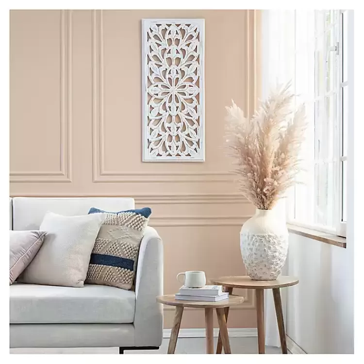 white_wood_medallion_august_wall_plaque_3.webp Wood Medallion August Wall Plaque>Kirklands Home Outlet