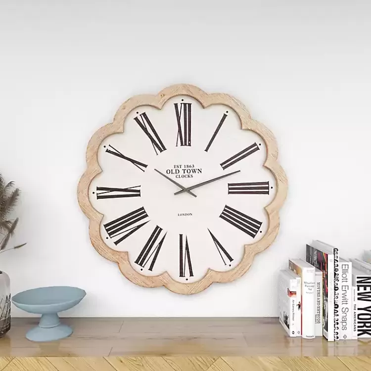 white_wood_scalloped_frame_wall_clock_2.webp White Wood Scalloped Frame Wall Clock>Kirklands Home Best