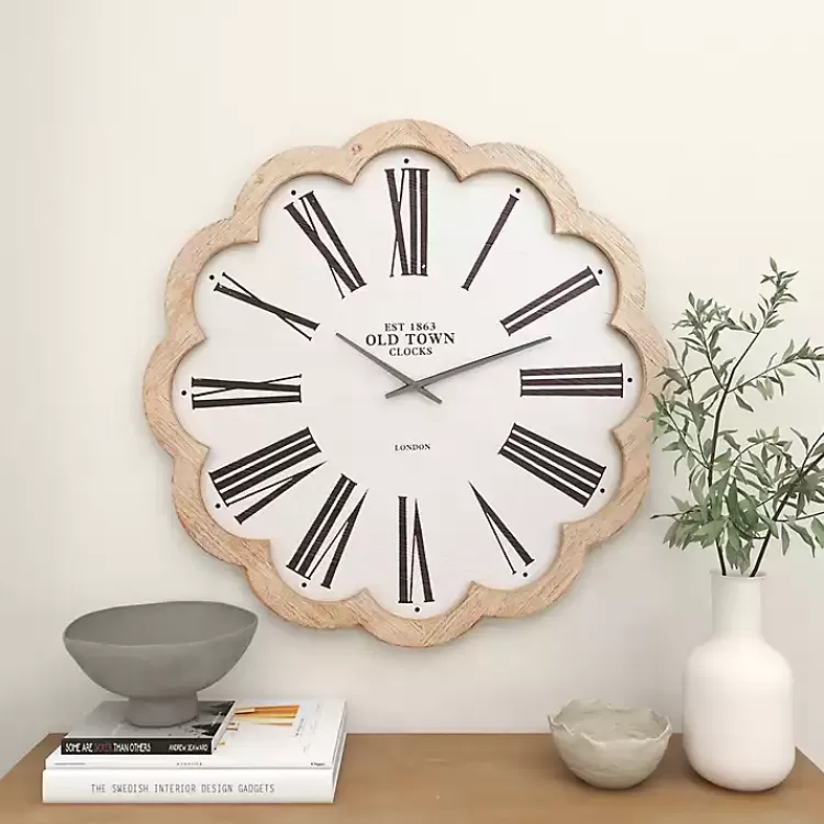 white_wood_scalloped_frame_wall_clock_4.webp White Wood Scalloped Frame Wall Clock>Kirklands Home Best