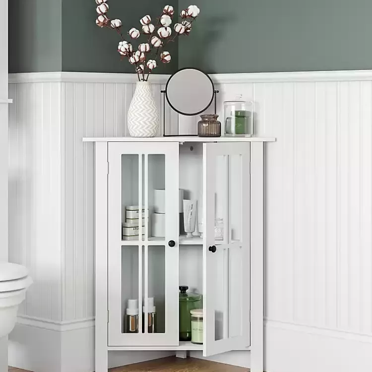Wood Two Pane Glass Doors Corner Cabinet>Kirklands Home Cheap