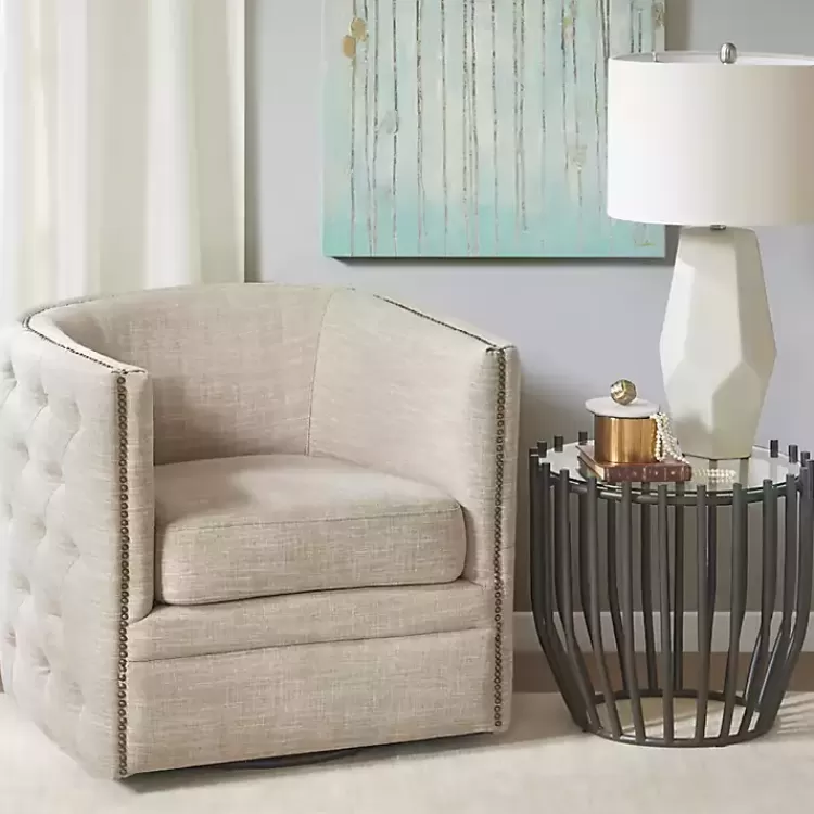 Wilson Tufted Taupe Swivel Accent Chair>Kirklands Home Best Sale