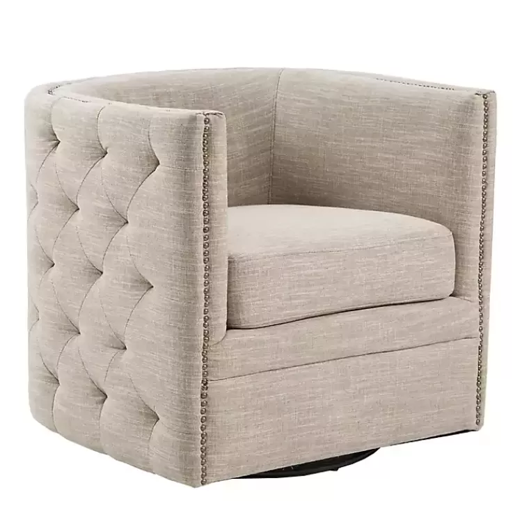Wilson Tufted Taupe Swivel Accent Chair>Kirklands Home Best Sale