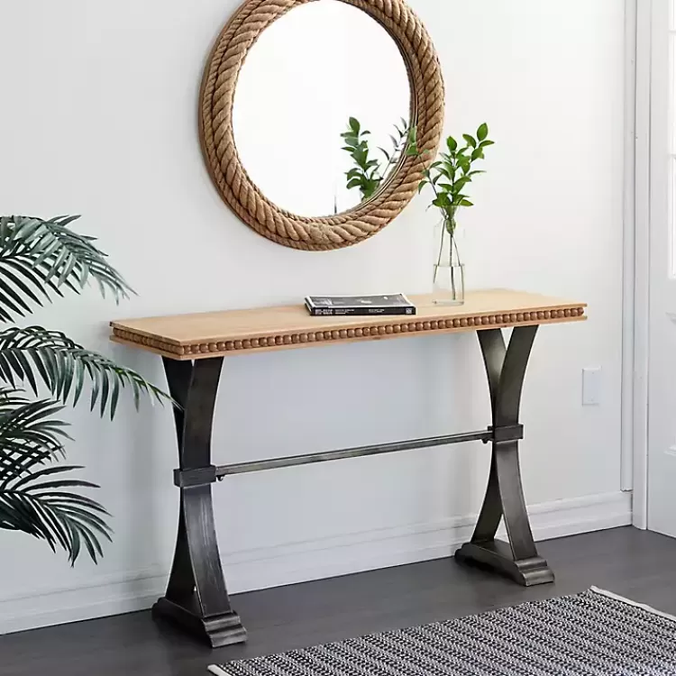 Wood & Metal Trestle Base Console Table>Kirklands Home Fashion
