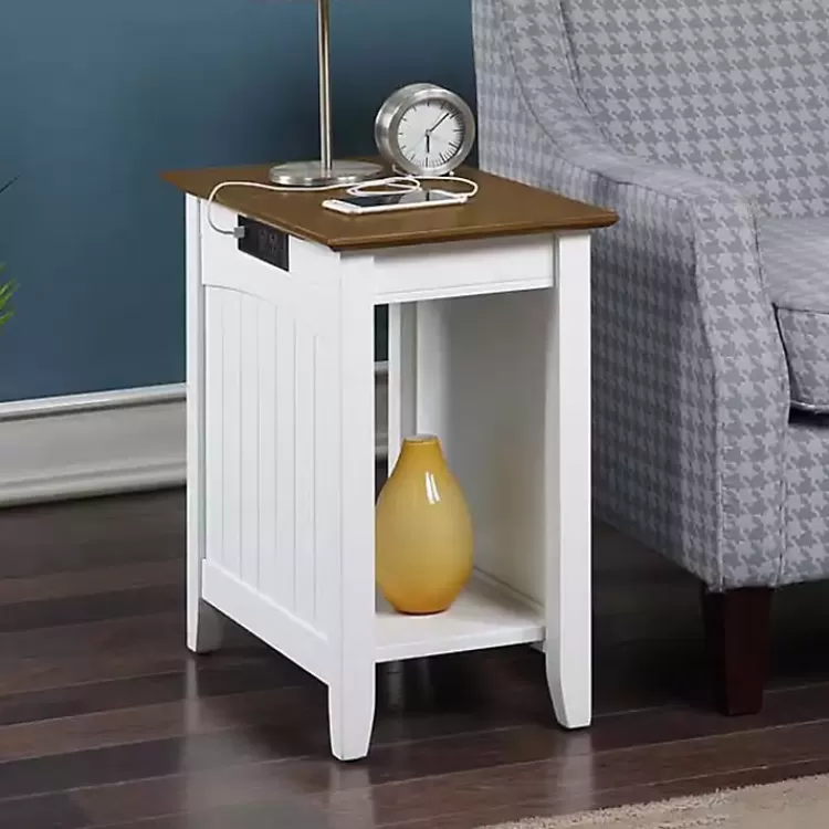 Wood & Two-Tone Charging Open Accent Table>Kirklands Home Cheap