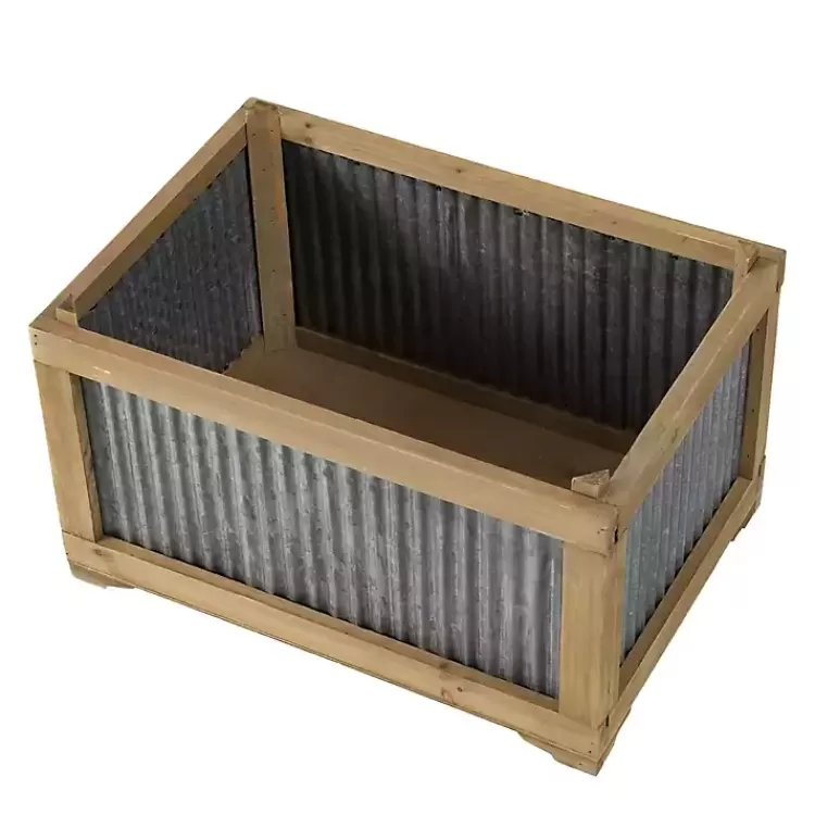 wood_planters_with_galvanized_sides_set_of__2.webp Wood Planters with Galvanized Sides, Set of 2>Kirklands Home Shop