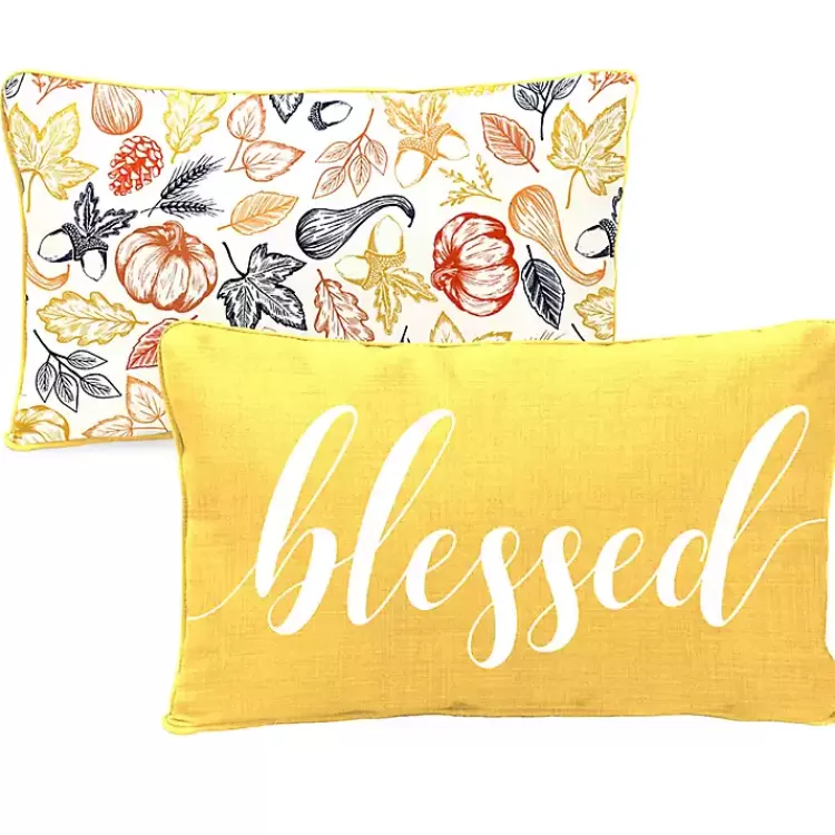 Yellow Blessed Outdoor Lumbar Pillow>Kirklands Home New