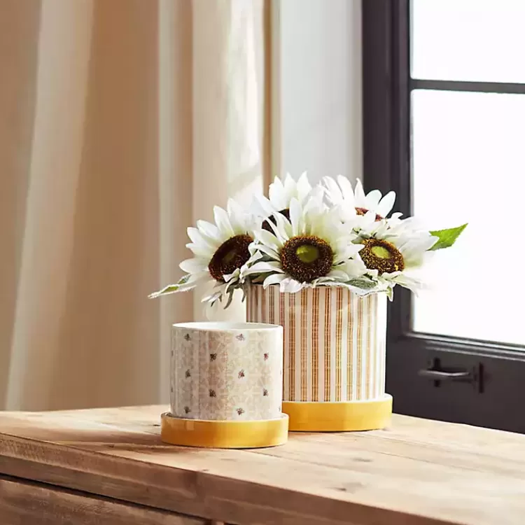Yellow Striped and Bee Decorative Pots, Set of 2>Kirklands Home Sale